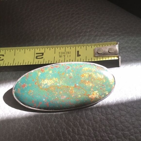 Vintage metal brooch One of a Kind Artist handmade sterling silver Stone pin - Picture 7 of 13